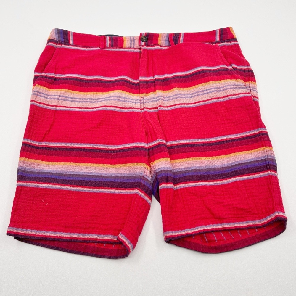Scotch & Soda Stuart Shorts Mens 34 Red Striped Textured Cotton Chino Summer